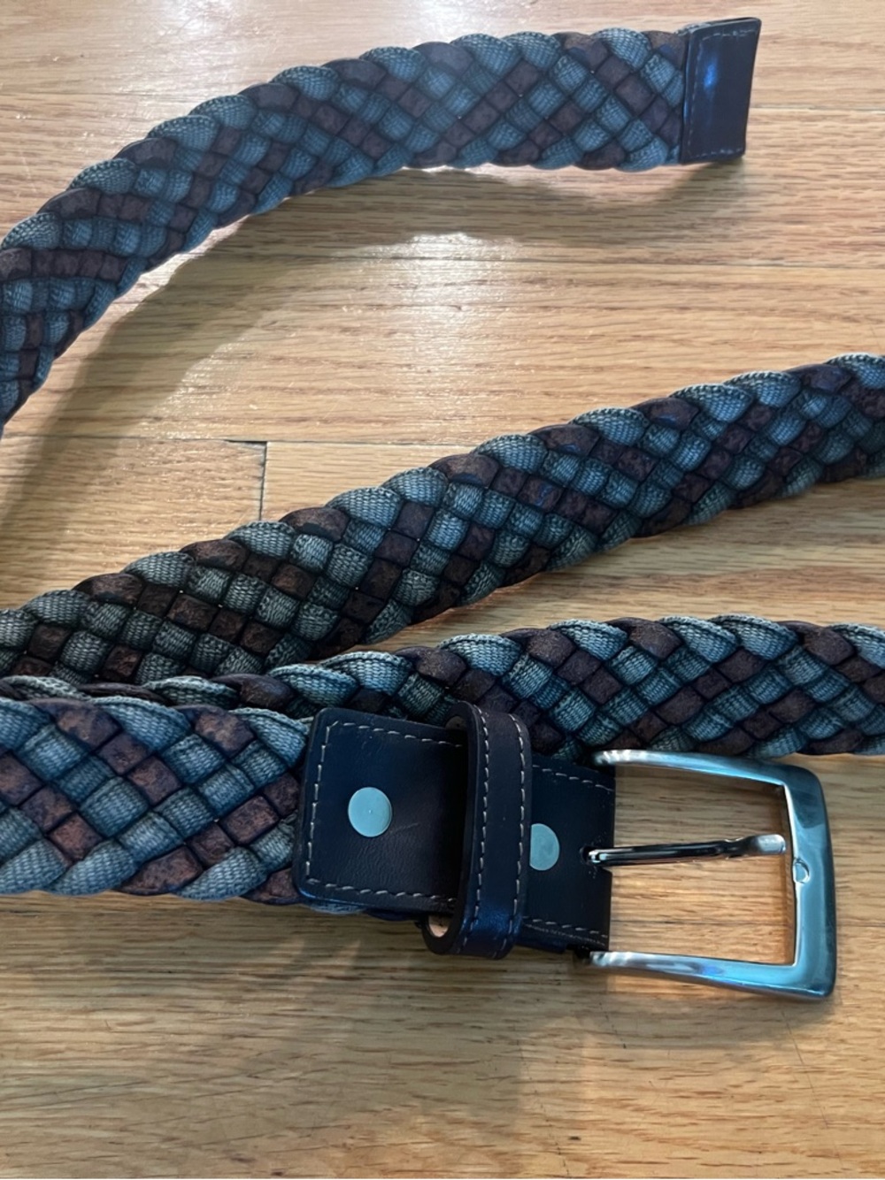 W kleinberg Braided Leather-Trim Men's Belt - Brown & Green